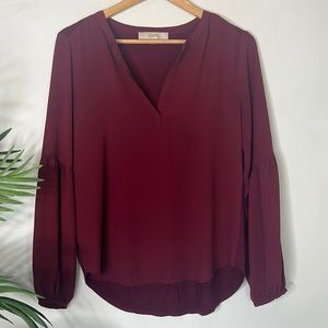 Loft Maroon Long Sleeve Blouse
